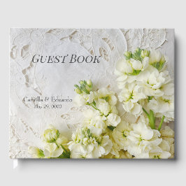 Alte Spitze mit weißen Blume Hochzeit Gästebuch