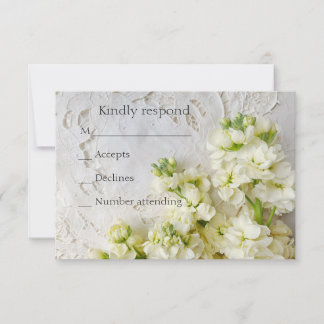 Alte Spitze mit weißen Blume RSVP Karte