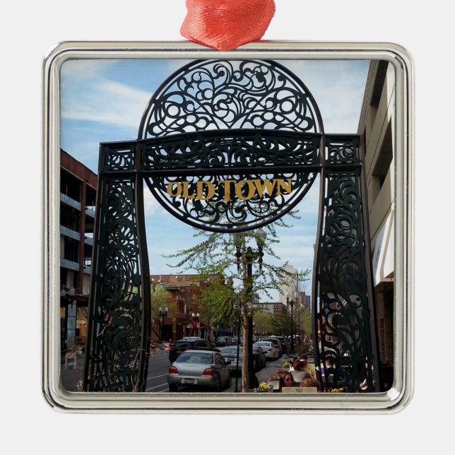 Alte Stadt Chicago Silbernes Ornament (Vorne)