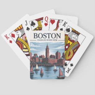 Alte Stadtansicht von Boston Massachusetts mit Seg Spielkarten