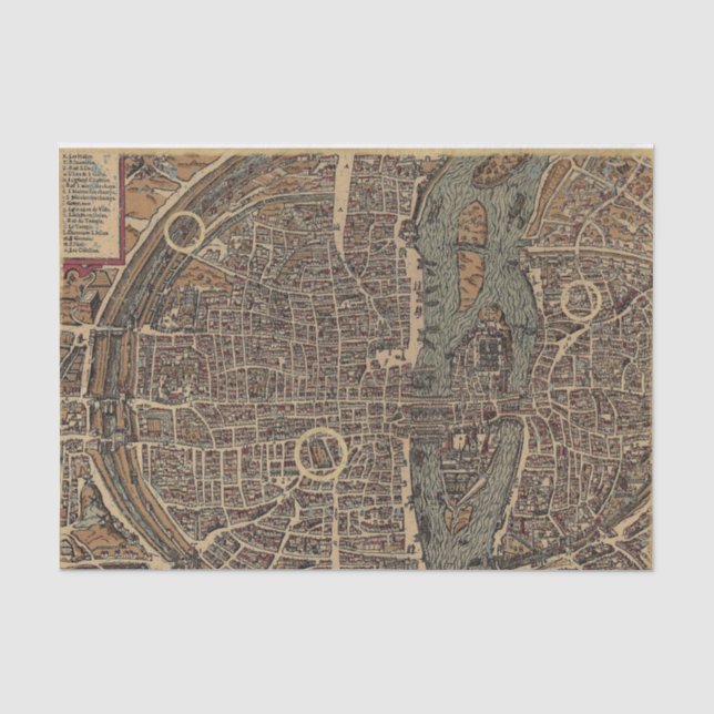 Alte Stadtkarte Seidenpapier (Vorderseite)