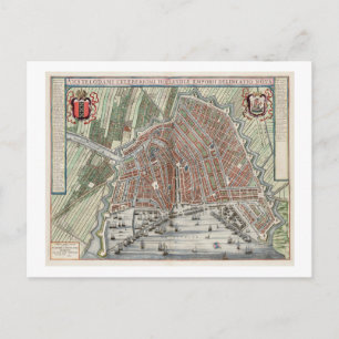 Alte Stadtkarte von Amsterdam Postkarte