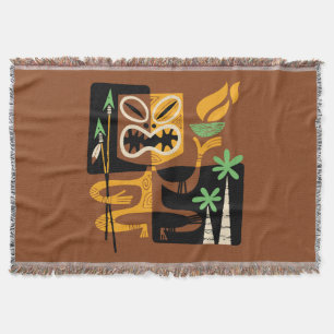 Alte Stammesrituale: Mann mit Feuer und Speere Decke