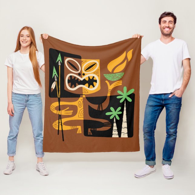 Alte Stammesrituale: Mann mit Feuer und Speere Fleecedecke (Beispiel)