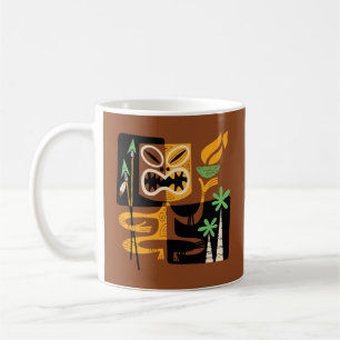 Alte Stammesrituale: Mann mit Feuer und Speere Kaffeetasse