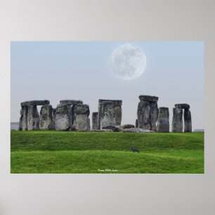 Alte Stätte Stonehenge Stehend Stones & Moon Poster