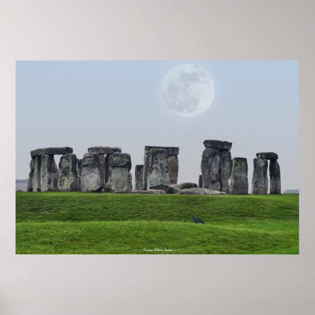Alte Stätte Stonehenge Stehend Stones & Moon Poster (Vorne)