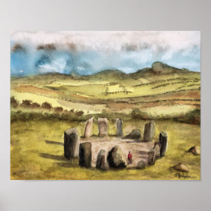Alte Steine, Irland, Wasserfarbe, Plakat