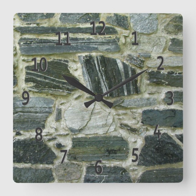 Alte Steinwand Quadratische Wanduhr (Vorderseite)