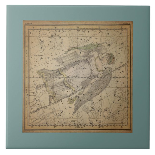 Alte Sternkarte Jungfrau des Mondes Fliese (Vorderseite)