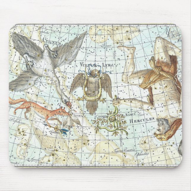 Alte Sternkarte Sternbild Herkules  Mousepad (Vorne)
