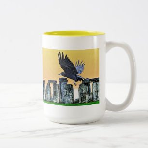 Alte Stonehenge & Rook Corvid-lover Geschenk Zweifarbige Tasse
