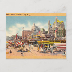Alte Strandszene, Atlantic City, New Jersey Postkarte
