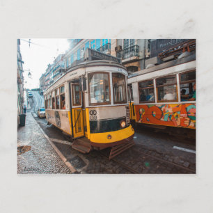 Alte Straßenbahnen in Lissabon Postkarte