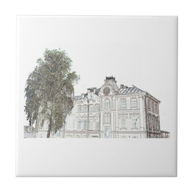 Alte Synagoge-Architekturskizze Fliese (Vorderseite)