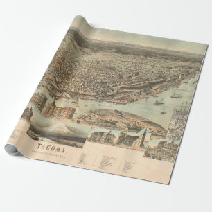 Alte Tacoma WA Karte (1890) Vintage City of Destin Geschenkpapier