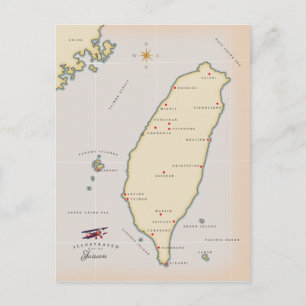 Alte Taiwan-Karte Postkarte