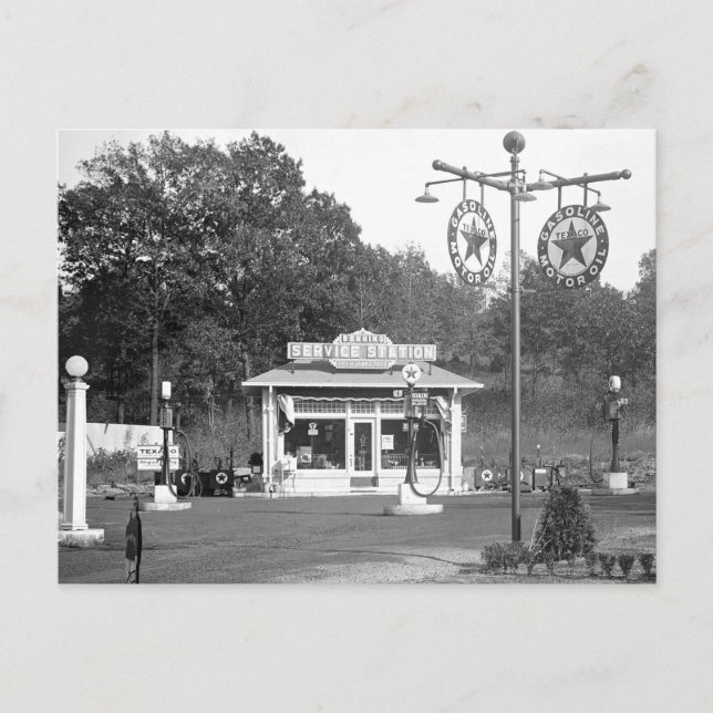 Alte Tankstelle, 1925 Postkarte (Vorderseite)