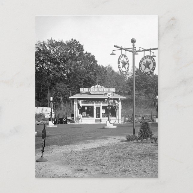 Alte Tankstelle, 1925 Postkarte (Vorderseite)