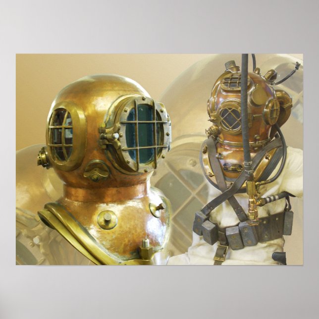 Alte Tauchausrüstung, Geschichte des Tauchmuseums, Poster (Vorne)