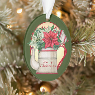 Alte Teekanne mit Weihnachtsstern Weihnachten  Ornament