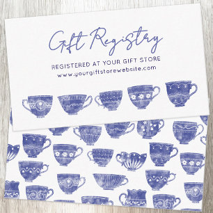 Alte Teetasse Blau Baby Shower Geschenk-Registrier Begleitkarte