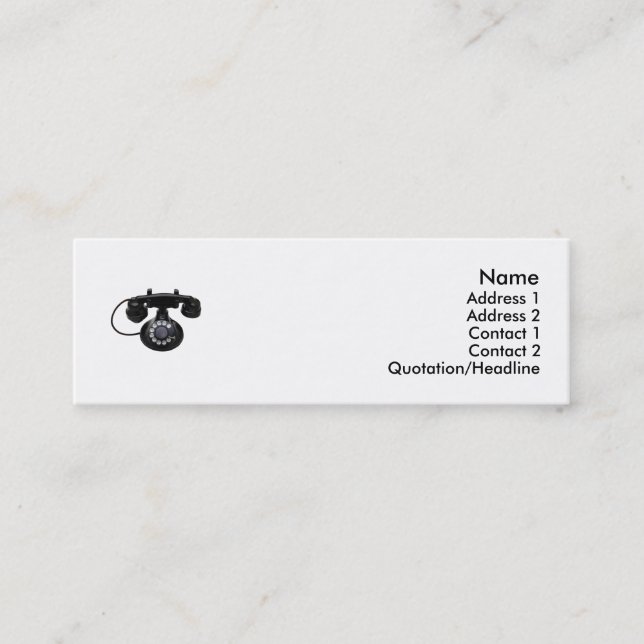 Alte Telefon-Visitenkarte Mini Visitenkarte (Vorderseite)