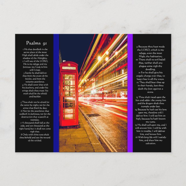 Alte Telefonkabine mit Psalmen Kapitel 91 Postkart Postkarte (Vorderseite)