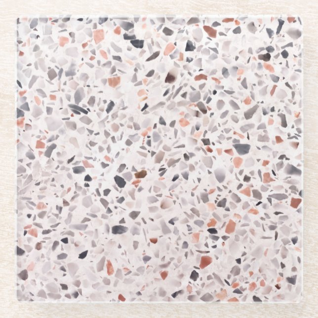Alte Terrazzo-Textur, Korbmuster. Glasuntersetzer (Vorderseite)
