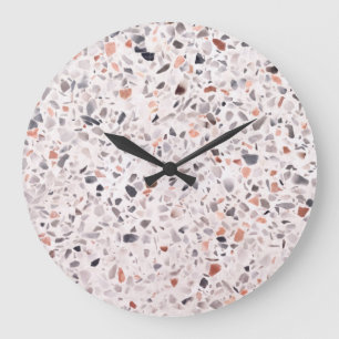 Alte Terrazzo-Textur, Korbmuster. Große Wanduhr