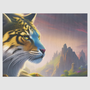 Alte Tiger Surveys sein Königreich Purple Flowers Seidenpapier