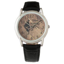 Alte Timer Black Rooster-Silhouette Armbanduhr