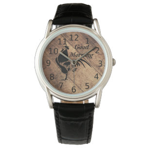 Alte Timer Black Rooster-Silhouette Armbanduhr