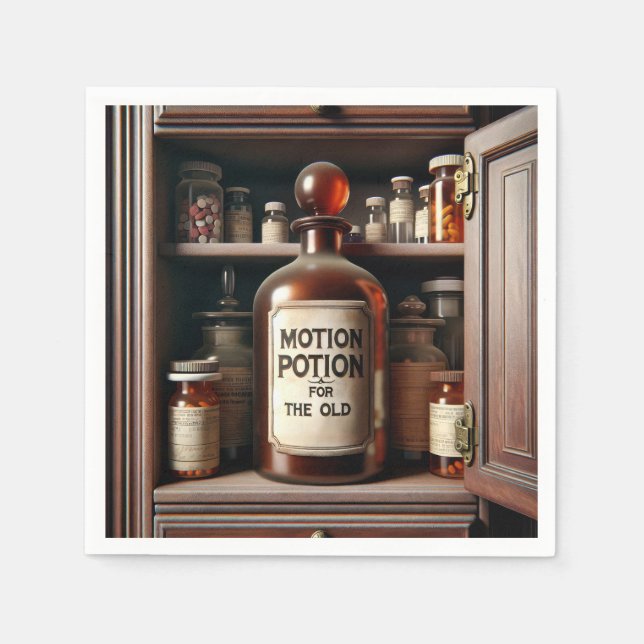 Alte Töpfchen in einem Arzneimittelschrank Serviette (Vorderseite)