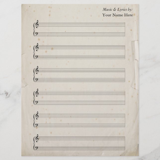 Alte Torn Page Blank Sheet Music Piano Staves (Vorderseite)