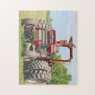 Alte Traktor mit Doppelrädern und einem Kabinendac Puzzle