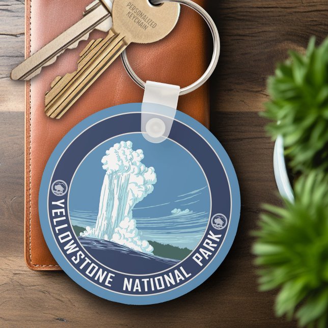 Alte Treue - Yellowstone Nationalpark Schlüsselanhänger (Personalized Keychain - Yellowstone National Park, Old Faithful Keepsake)