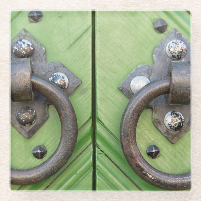 Alte Tür Glasuntersetzer (Vorderseite)