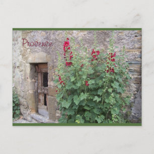 Alte Tür mit rotem honeysuccle, Provence-Postkarte Postkarte
