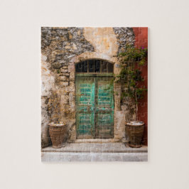 Alte türkisfarbene Tür Puzzle