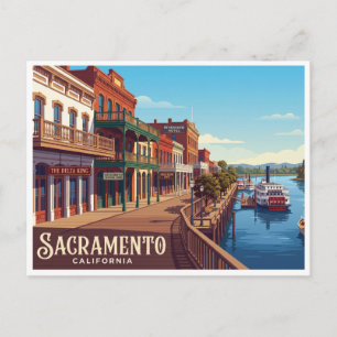 Alte Uferpromenade von Sacramento, Kalifornien Postkarte