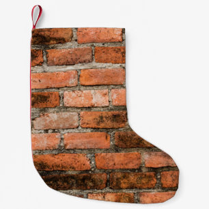 Alte und Vintage, rote Ziegelmauerstruktur Kleiner Weihnachtsstrumpf
