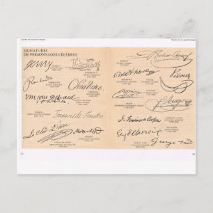 Alte Unterschriften berühmter Personen Postkarte