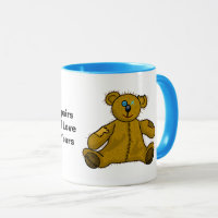 Alte, verübte, gepatchte Teddybären-Tasse