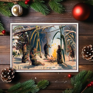 Alte viktorianische seltsame Weihnachtskarte Feiertagskarte
