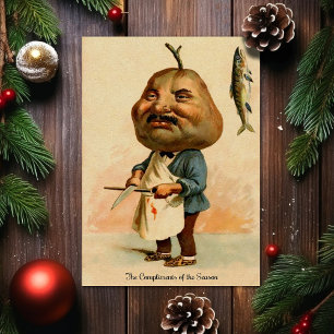 Alte viktorianische seltsame Weihnachtskarte Feiertagskarte