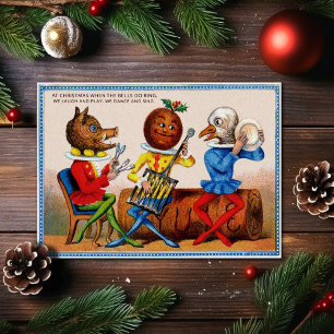 Alte viktorianische seltsame Weihnachtskarte Feiertagskarte