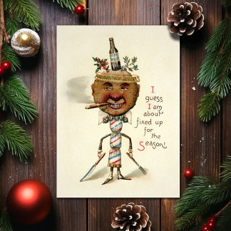 Alte viktorianische seltsame Weihnachtskarte Feiertagskarte