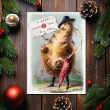 Alte viktorianische ungewöhnliche Weihnachtskarte