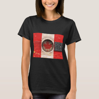 Alte Vintage-Akustikgitarre mit kanadischer Flagge T-Shirt